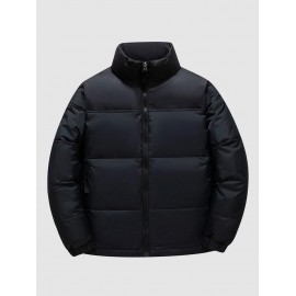 Colorblock Two Tone Zip Up Puffer Down Jacket