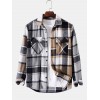 Plaid Patchwork Pocket Flannel Shirt
